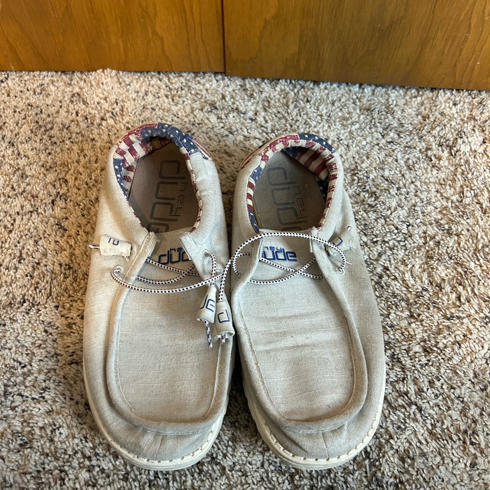 Hey Dude Men's Loafers - Cream and Blue - Picture 2 of 3